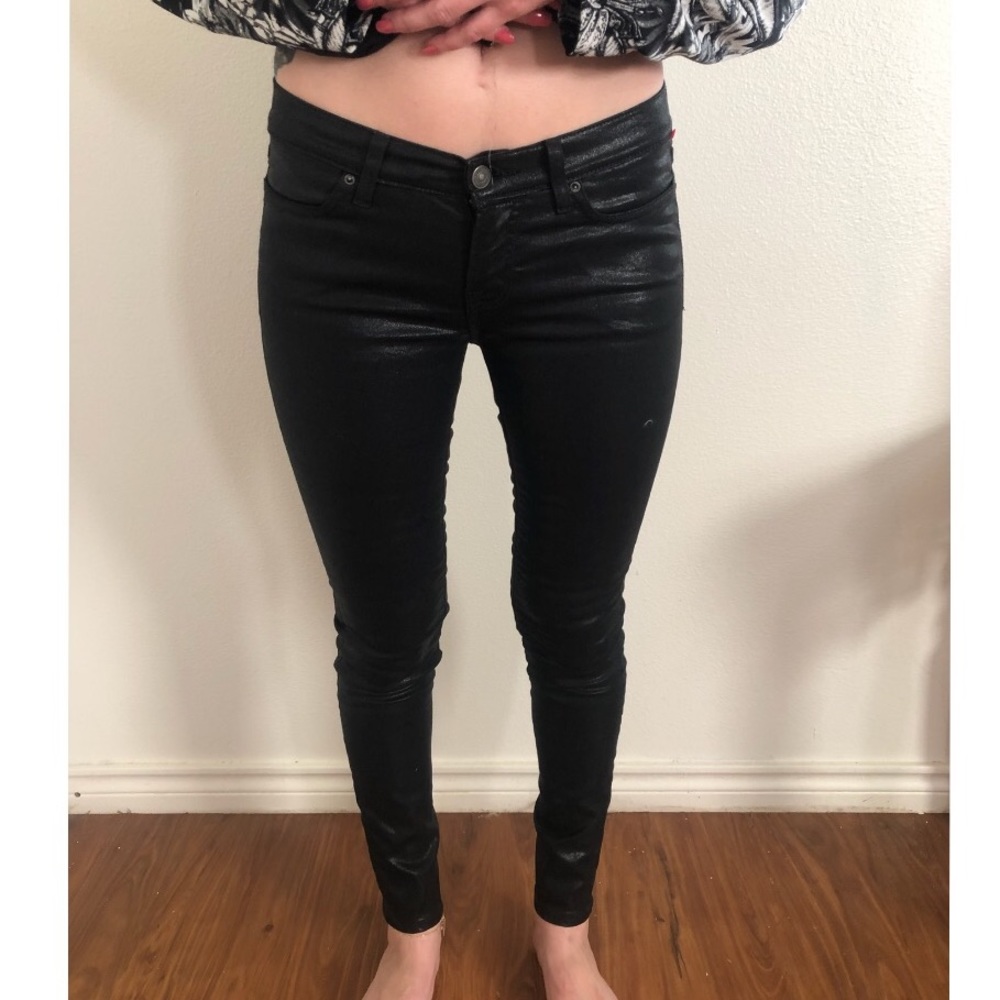 All saints coated denim pants